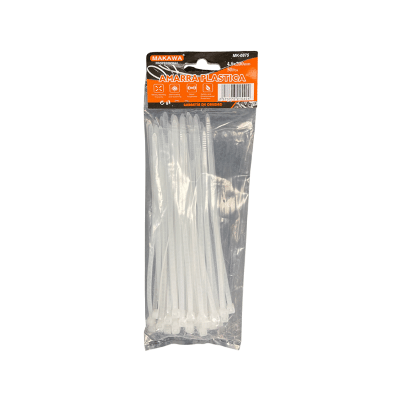 Amarras plasticas 4.8x200mm (bridas) 50 und