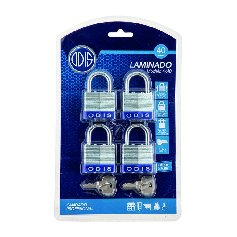 Set candado laminado 4x40mm