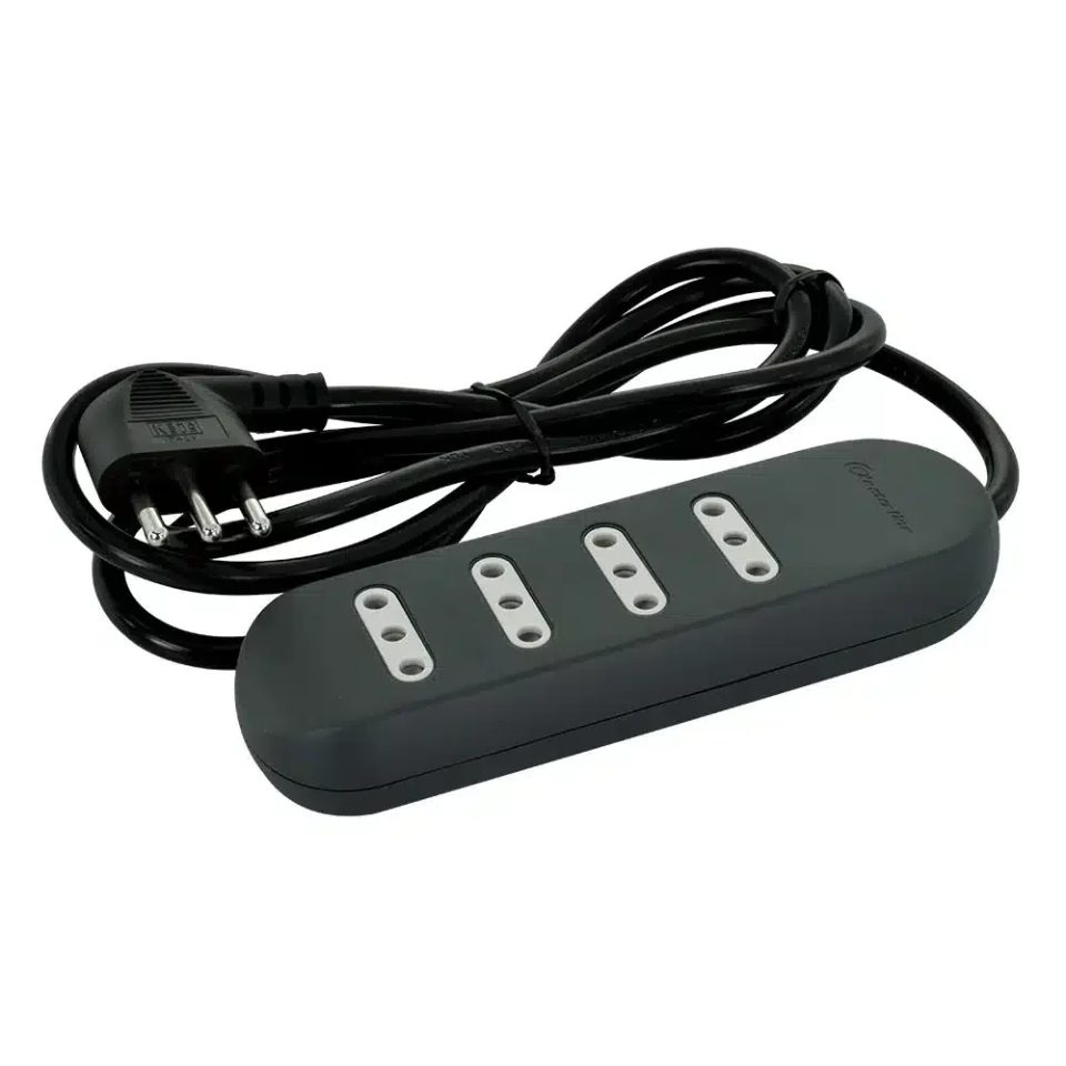Alargador 4 Tomas 3m/10A Negro